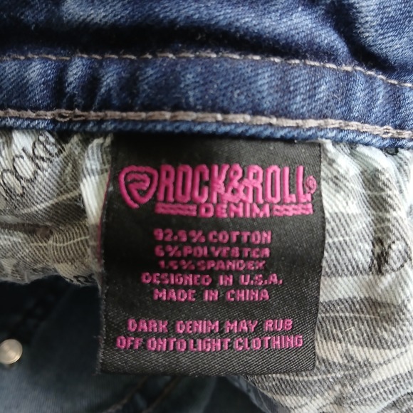 Rock & Roll Denim High Rise Trouser Flare Leg Jeans Womens Size 28/32 Button Fly - Picture 6 of 13